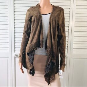 New ONE WORLD Brown Open Front Cardigan Sweater Size 2X